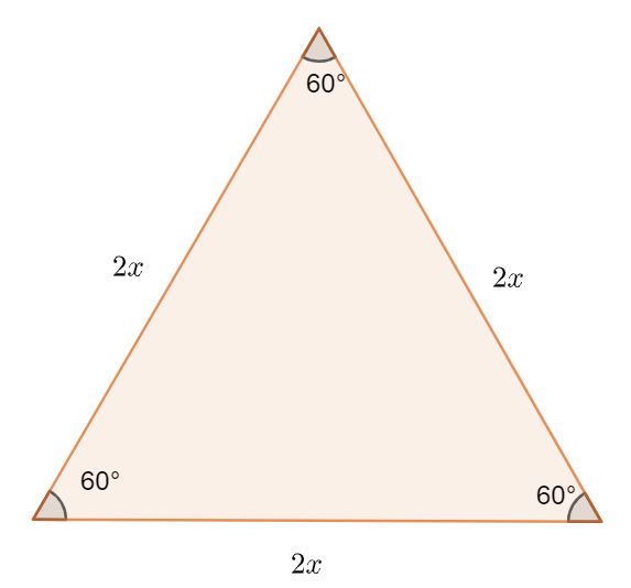 an equilateral triangle with the sides labelled 2x